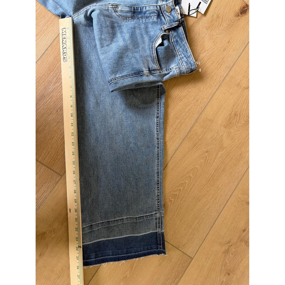 OAT New York High Rise Wide Leg Cropped Jeans Blue Released Hem Size 4/27 NEW - Picture 7 of 8